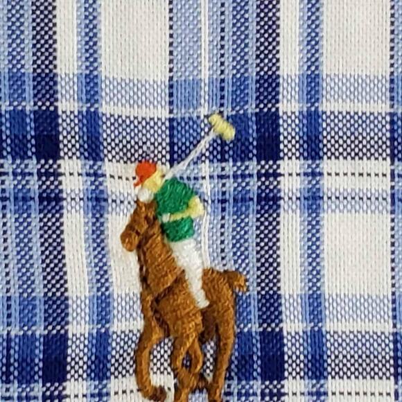 Polo Ralph Lauren Shirt Oxford Button Down Mens Size Large L LS Blue Plaid - Picture 6 of 9